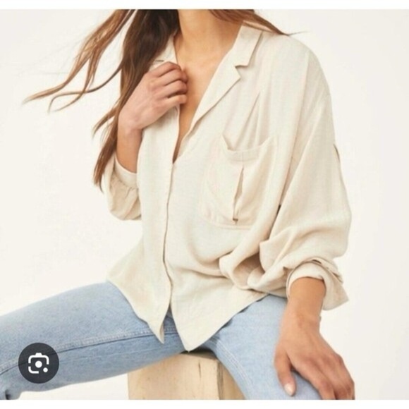 Free People Erin Buttondown in Tea/Cream size XS - Picture 3 of 12
